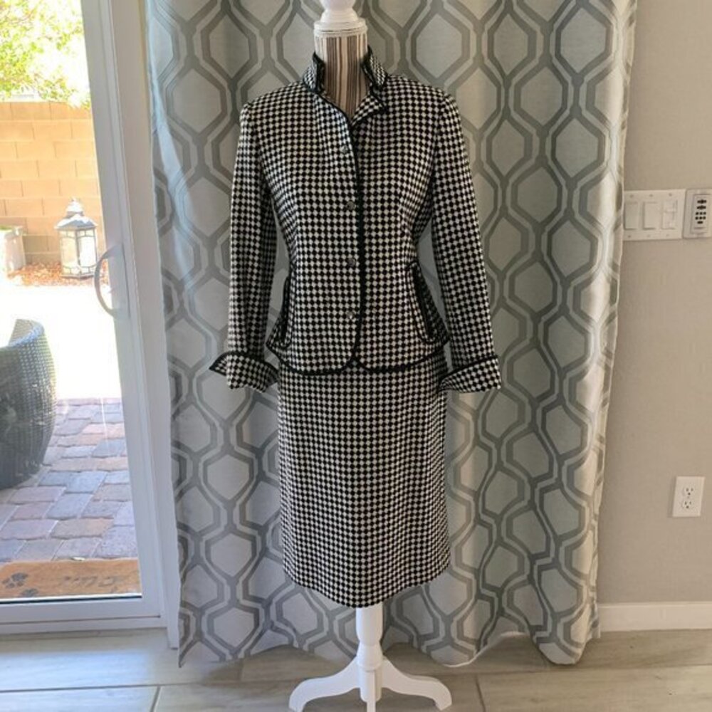Carlisle Black & White Checkered Skirt Suit